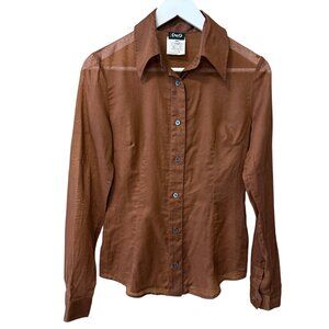 Dolce & Gabbana Semi Sheer Neutral Brown Cotton Button Up Blouse Women's size XS